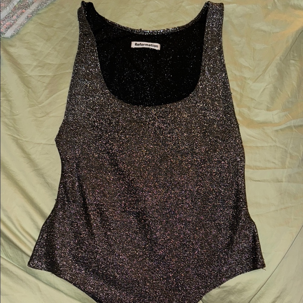 Reformation Black Glittery Women's Top